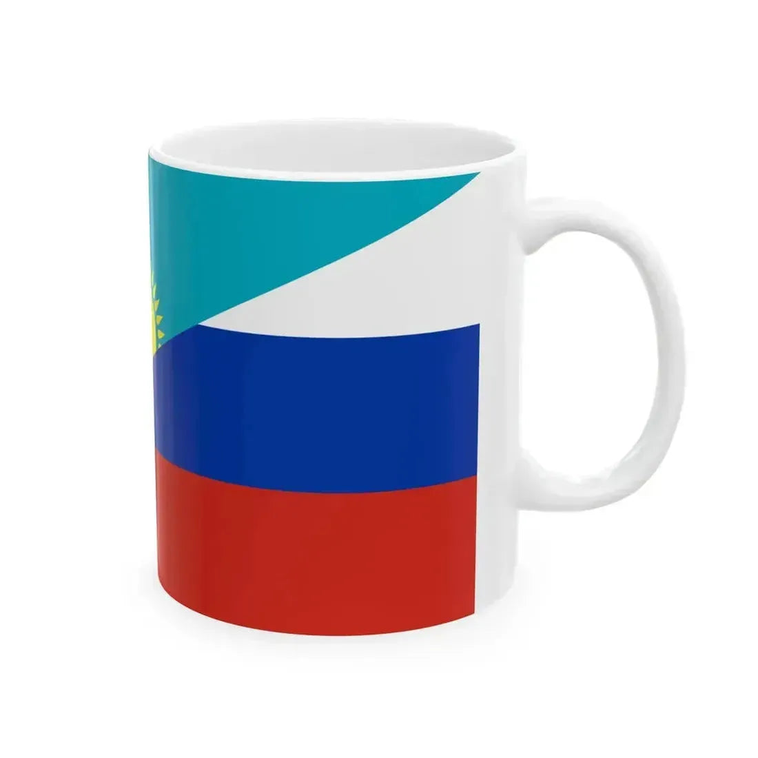 Flag of Kazakhstan and Russia (Kazakhstan) White Coffee Mug - Go Mug Yourself