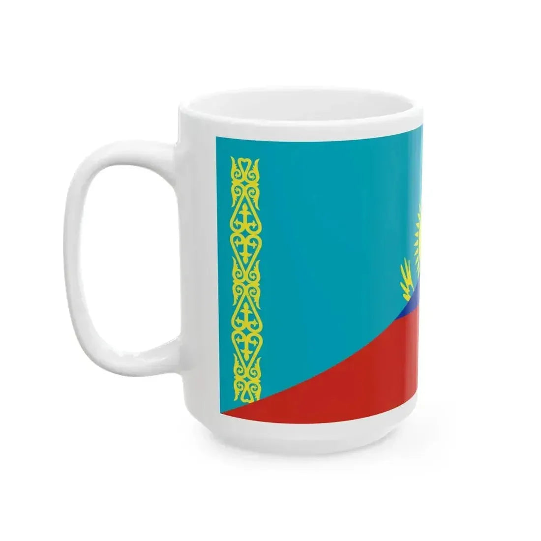 Flag of Kazakhstan and Russia (Kazakhstan) White Coffee Mug - Go Mug Yourself
