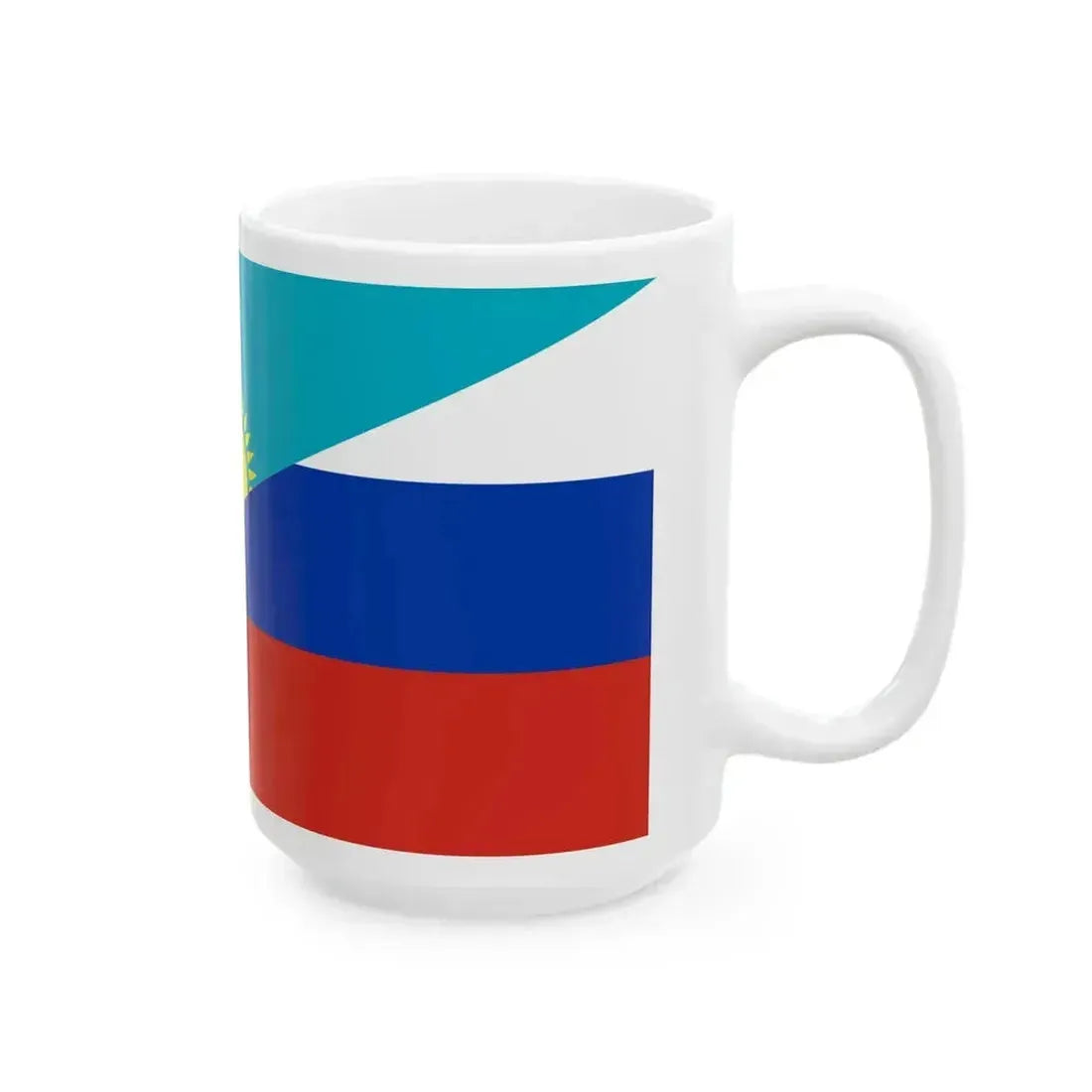 Flag of Kazakhstan and Russia (Kazakhstan) White Coffee Mug - Go Mug Yourself