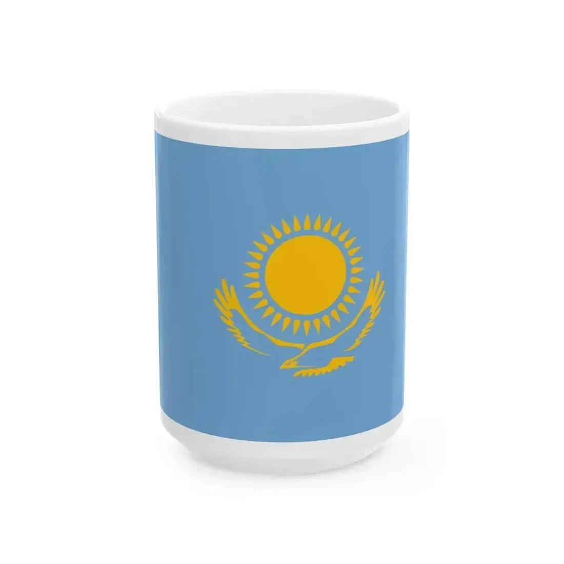 Flag of Kazakhstan argentine blue colours (Kazakhstan) White Coffee Mug 15oz - Go Mug Yourself
