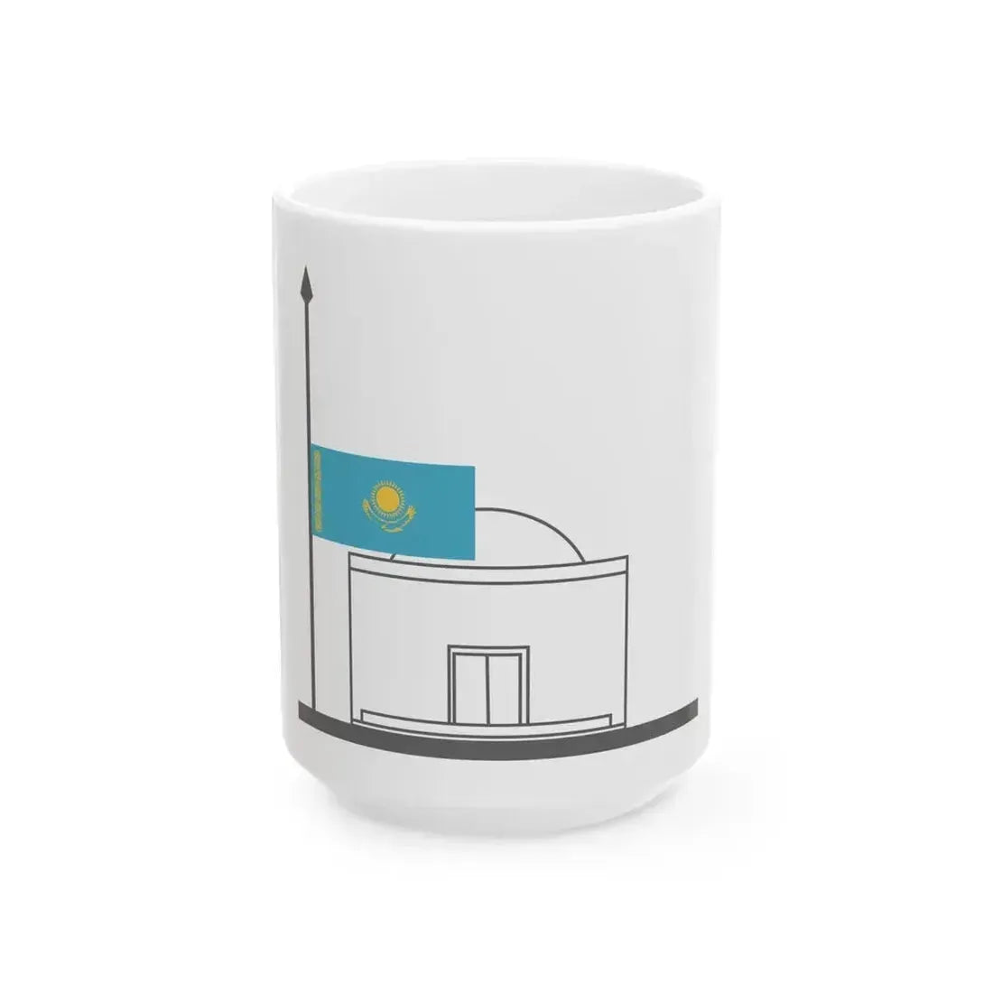 Flag of kazakhstan at half-staff (Kazakhstan) White Coffee Mug 15oz - Go Mug Yourself