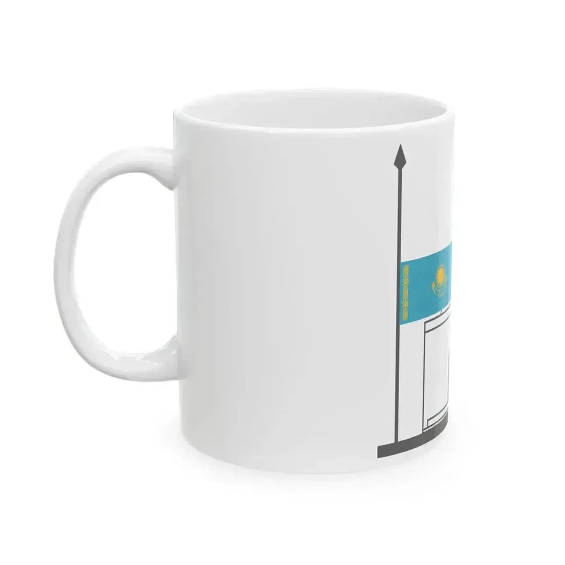 Flag of kazakhstan at half-staff (Kazakhstan) White Coffee Mug - Go Mug Yourself