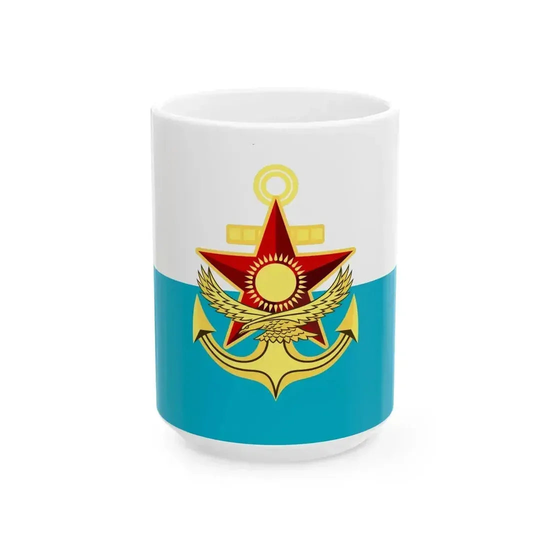 Flag of Kazakhstan Naval Forces (Kazakhstan) White Coffee Mug 15oz - Go Mug Yourself