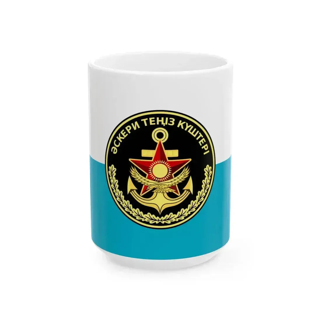 Flag of Kazakhstan Naval Infantry (Kazakhstan) White Coffee Mug 15oz - Go Mug Yourself