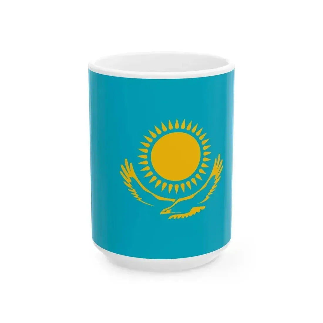 Flag of Kazakhstan non-pantone (Kazakhstan) White Coffee Mug 15oz - Go Mug Yourself