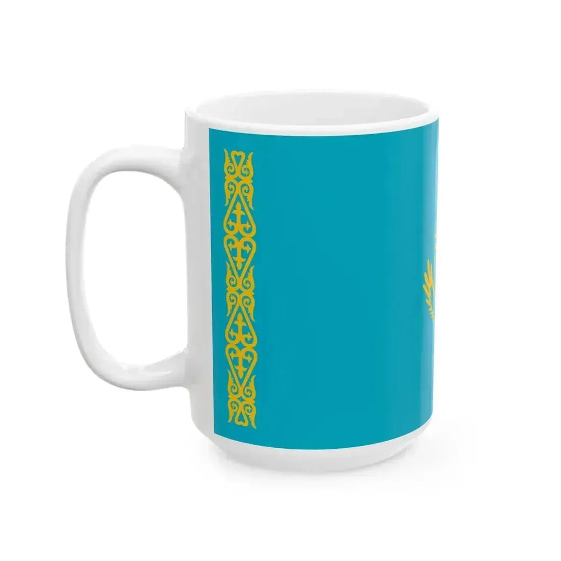 Flag of Kazakhstan non-pantone (Kazakhstan) White Coffee Mug - Go Mug Yourself