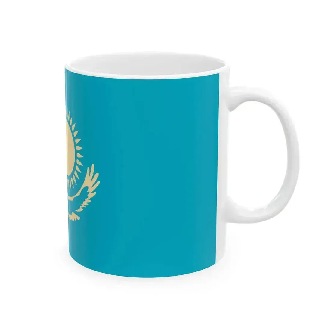 Flag of Kazakhstan non-textile colours (Kazakhstan) White Coffee Mug - Go Mug Yourself