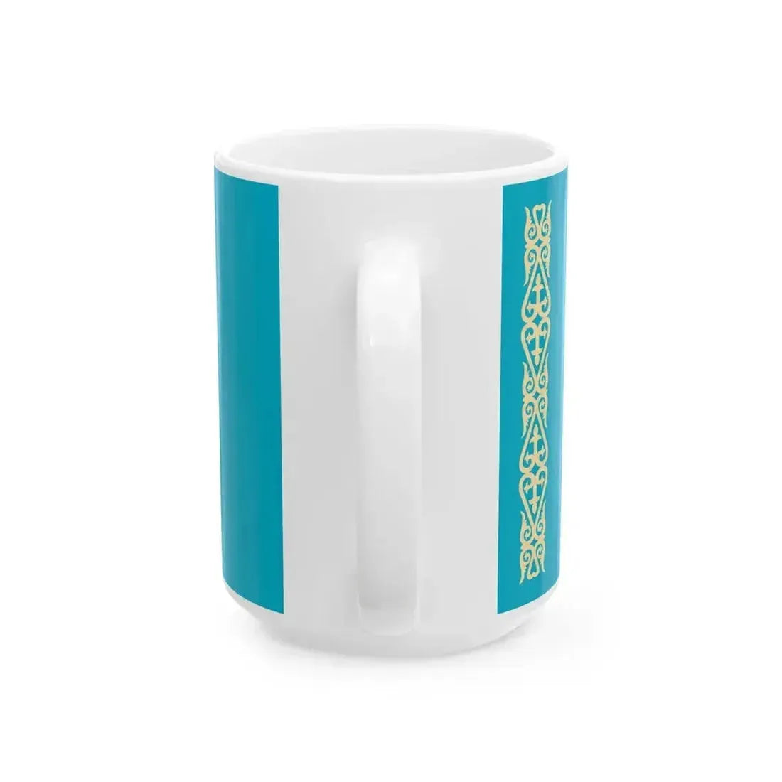 Flag of Kazakhstan non-textile colours (Kazakhstan) White Coffee Mug - Go Mug Yourself