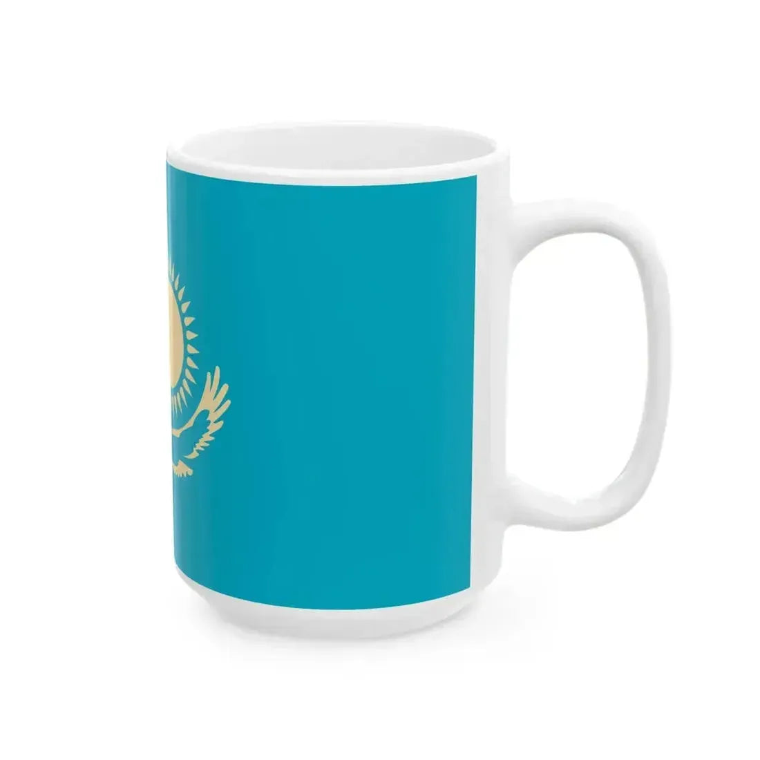 Flag of Kazakhstan non-textile colours (Kazakhstan) White Coffee Mug - Go Mug Yourself