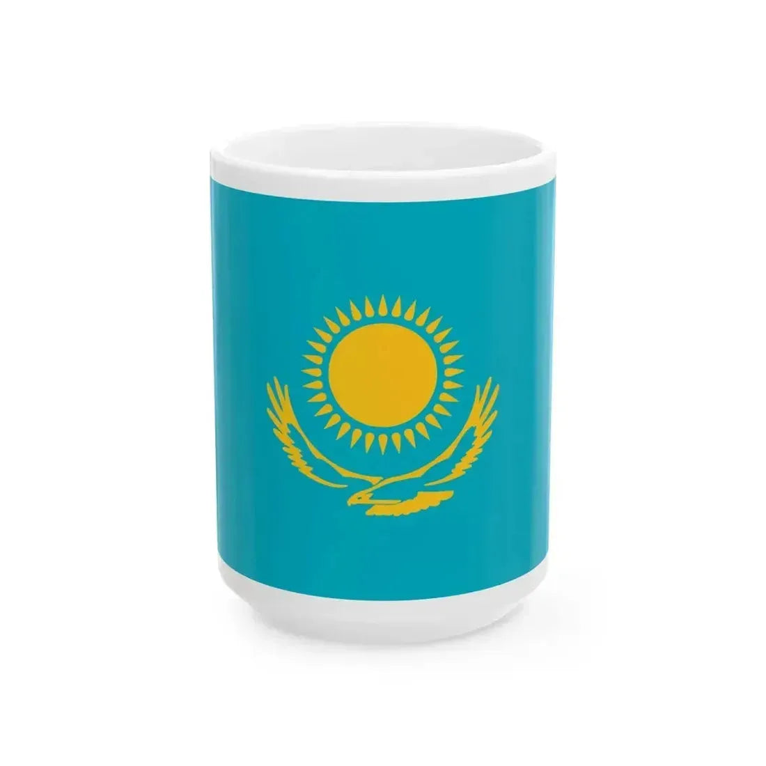 Flag of Kazakhstan type 1 (Kazakhstan) White Coffee Mug 15oz - Go Mug Yourself