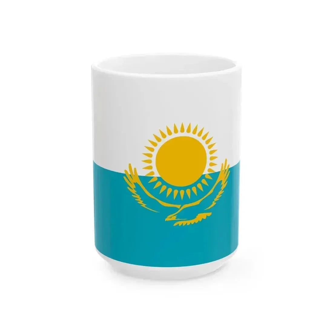 Flag of Kazakhstan Unofficial civil (Kazakhstan) White Coffee Mug 15oz - Go Mug Yourself