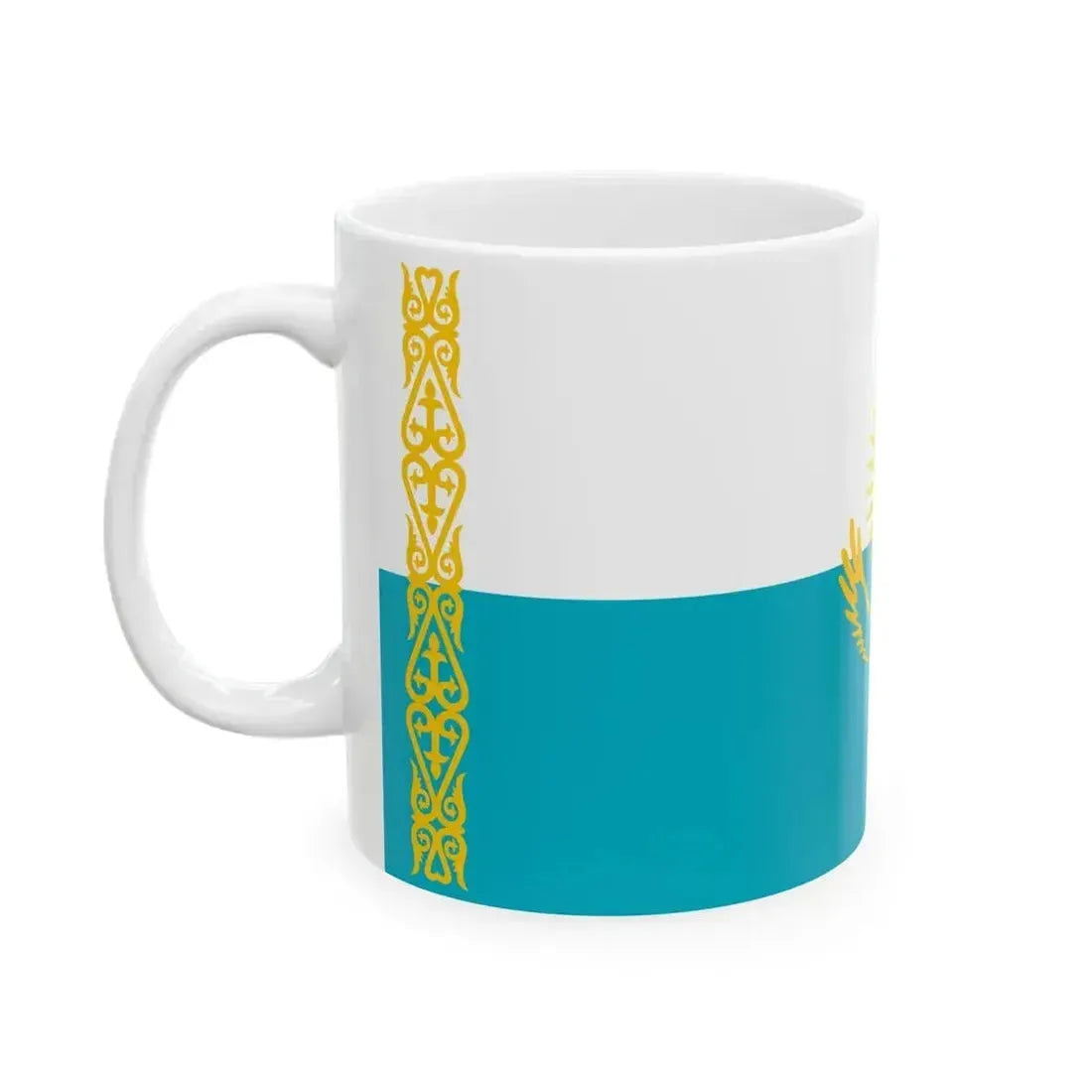 Flag of Kazakhstan Unofficial civil (Kazakhstan) White Coffee Mug - Go Mug Yourself