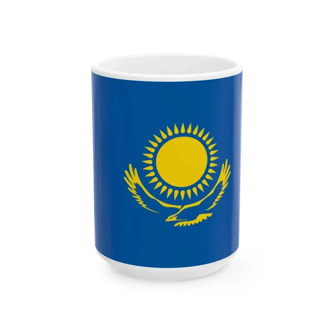 Flag of Kazakhstan WFB - RGB Scheme (Kazakhstan) White Coffee Mug 15oz - Go Mug Yourself