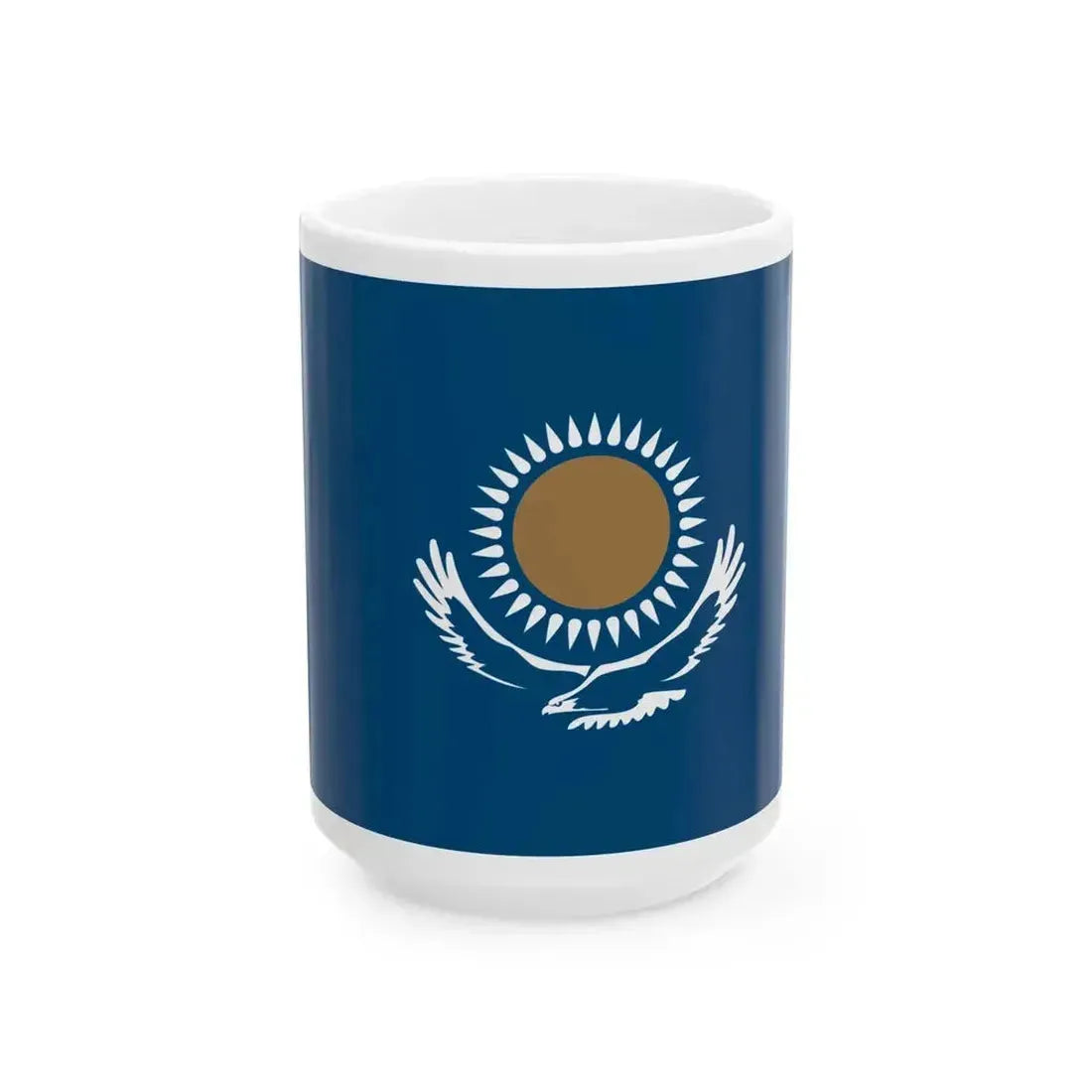 Flag of Kazakhstan WFB - RGB variant (Kazakhstan) White Coffee Mug 15oz - Go Mug Yourself