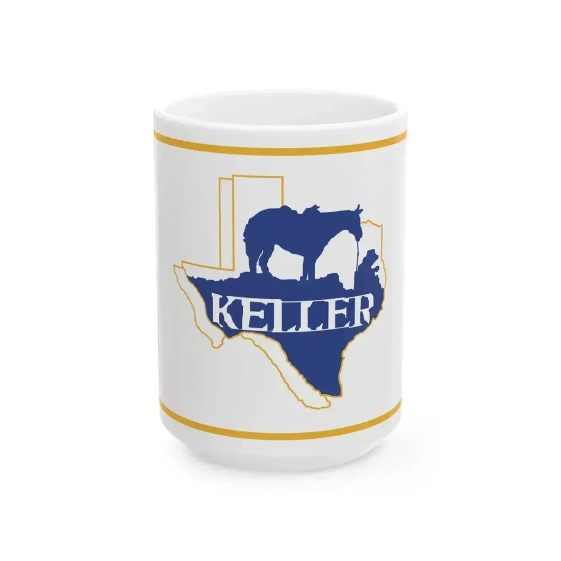 Flag of Keller Texas (United States) White Coffee Mug 15oz - Go Mug Yourself
