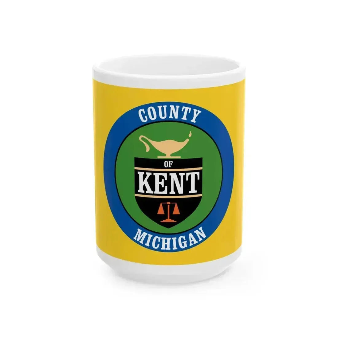 Flag of Kent County Michigan (United States) White Coffee Mug 15oz - Go Mug Yourself