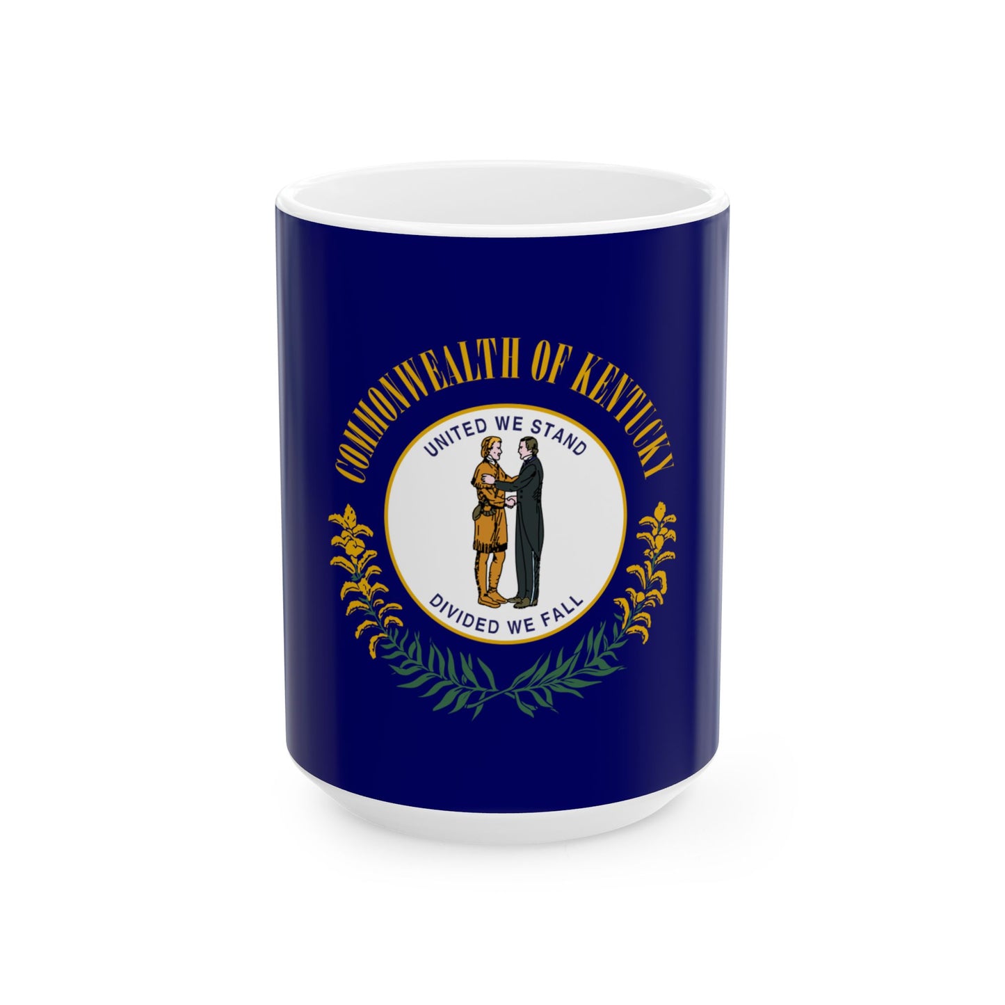 Flag of Kentucky 3-2 (United States) White Coffee Mug-15oz-Go Mug Yourself