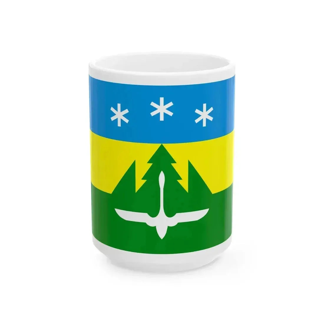 Flag of Khanty-Mansiysk (Russia) White Coffee Mug 15oz - Go Mug Yourself