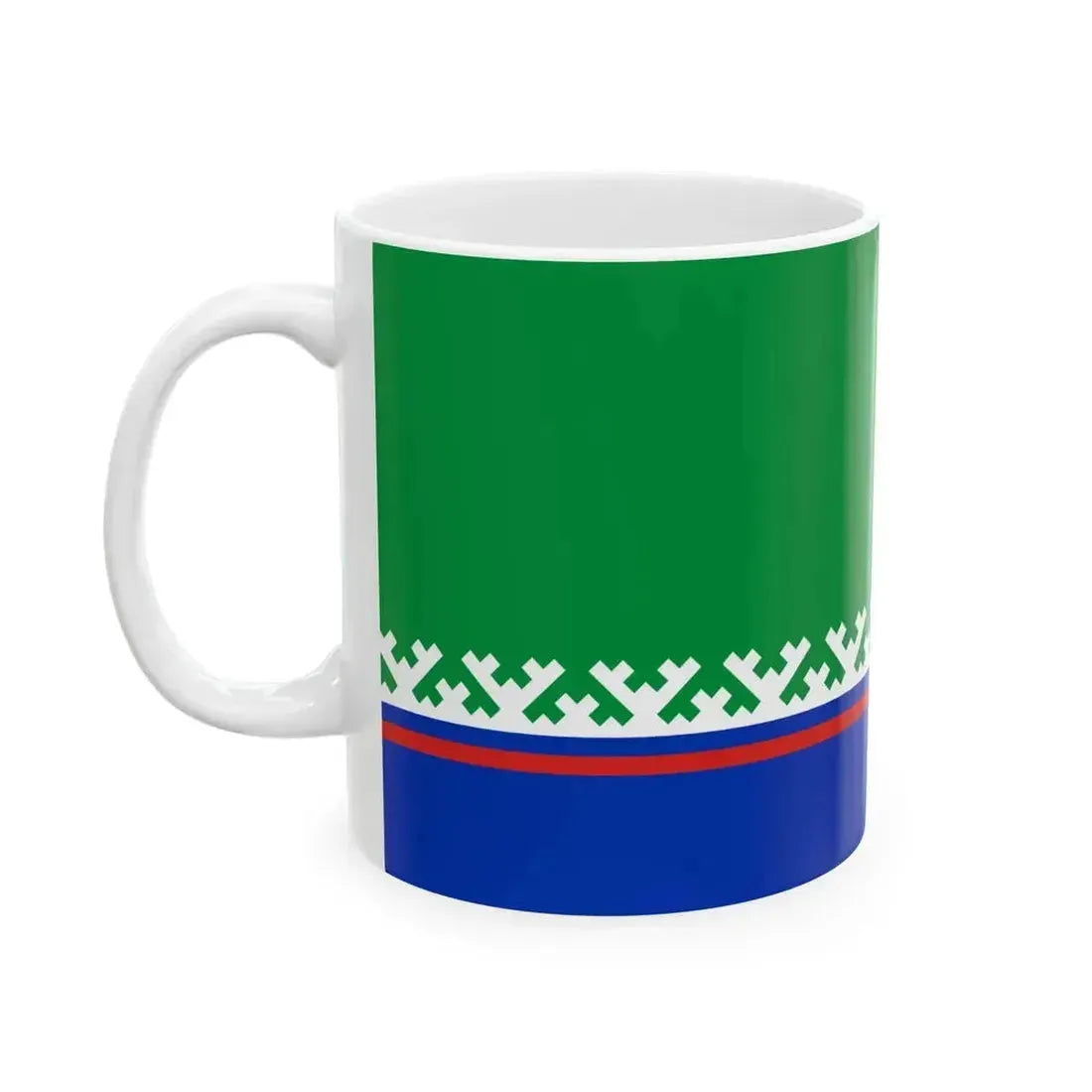 Flag of Khanty-Mansiysky rayon Yugra (Russia) White Coffee Mug - Go Mug Yourself