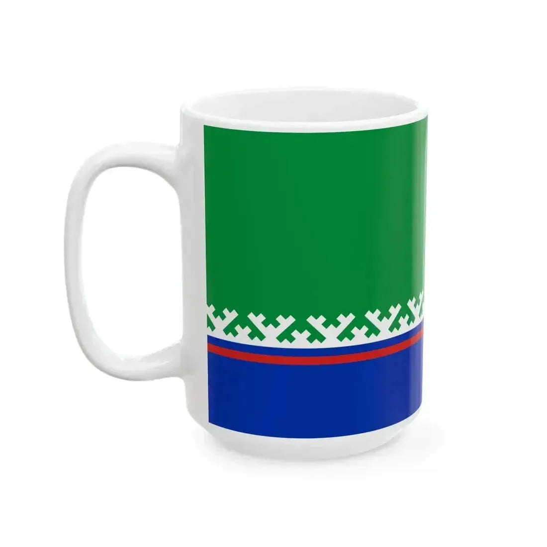 Flag of Khanty-Mansiysky rayon Yugra (Russia) White Coffee Mug - Go Mug Yourself