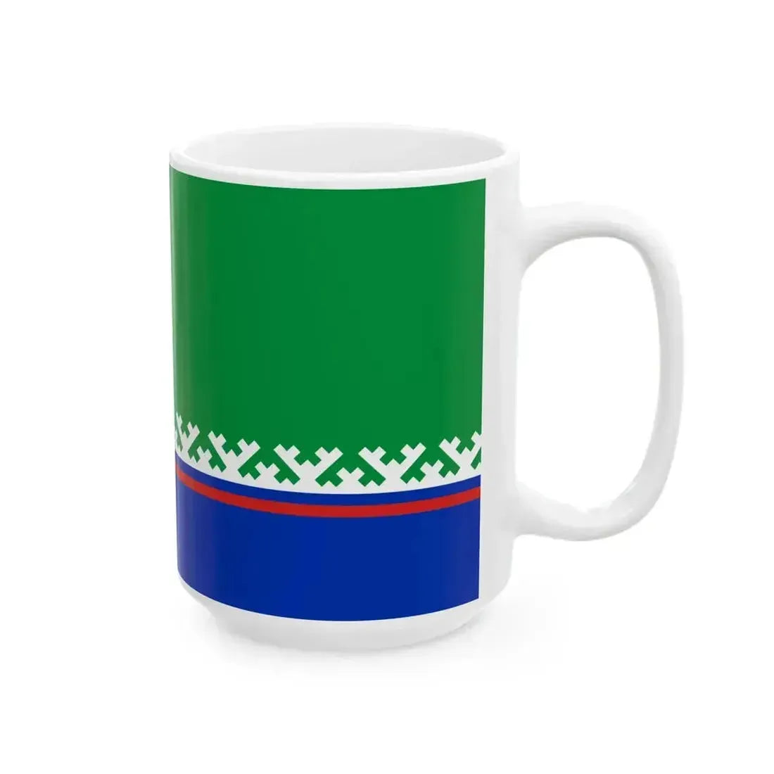 Flag of Khanty-Mansiysky rayon Yugra (Russia) White Coffee Mug - Go Mug Yourself