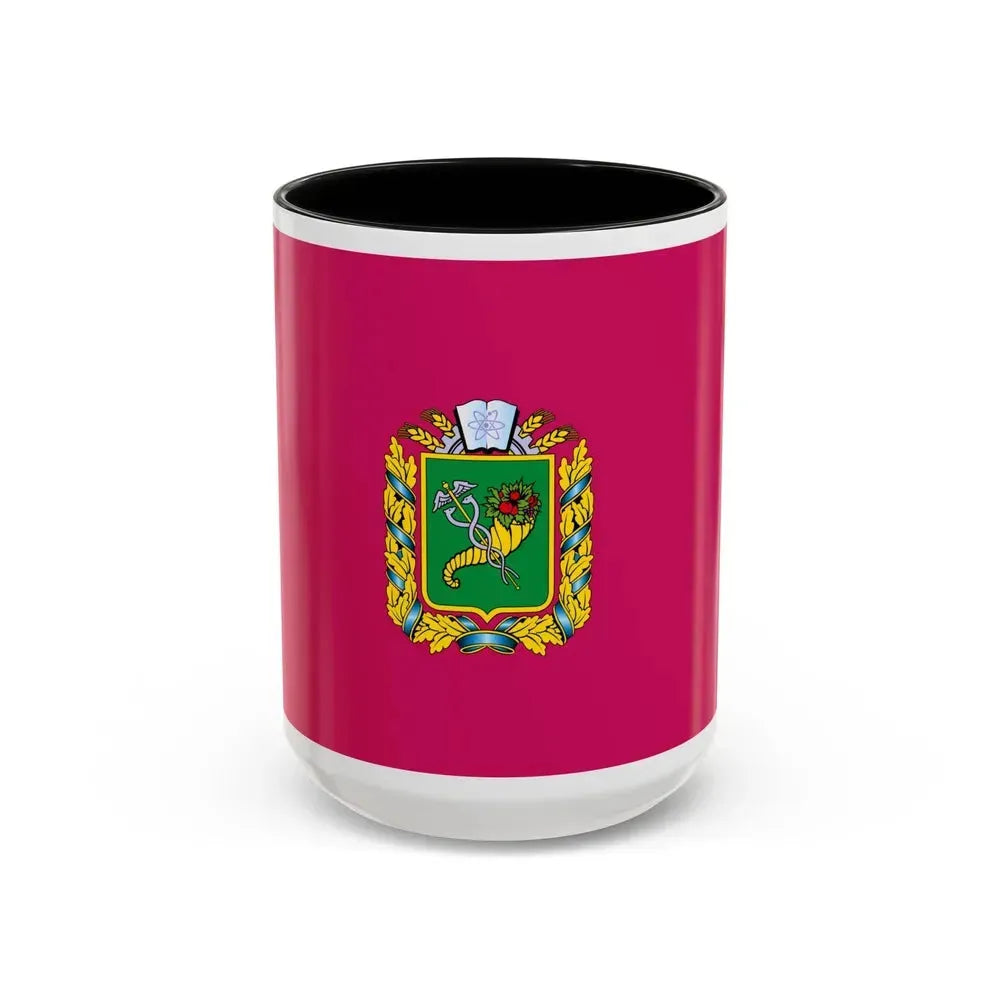 Flag of Kharkiv Oblast Ukraine - Accent Coffee Mug 15oz Black - Go Mug Yourself