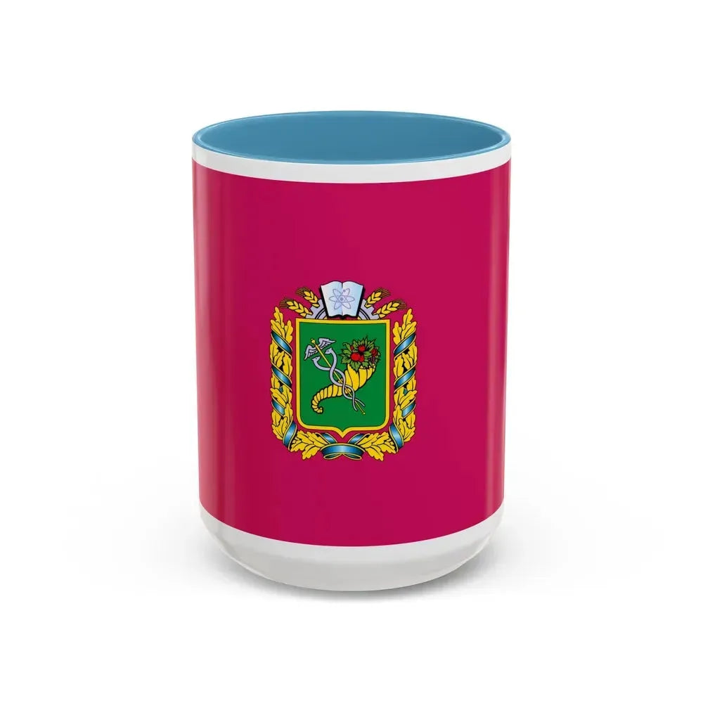 Flag of Kharkiv Oblast Ukraine - Accent Coffee Mug 15oz Light Blue - Go Mug Yourself