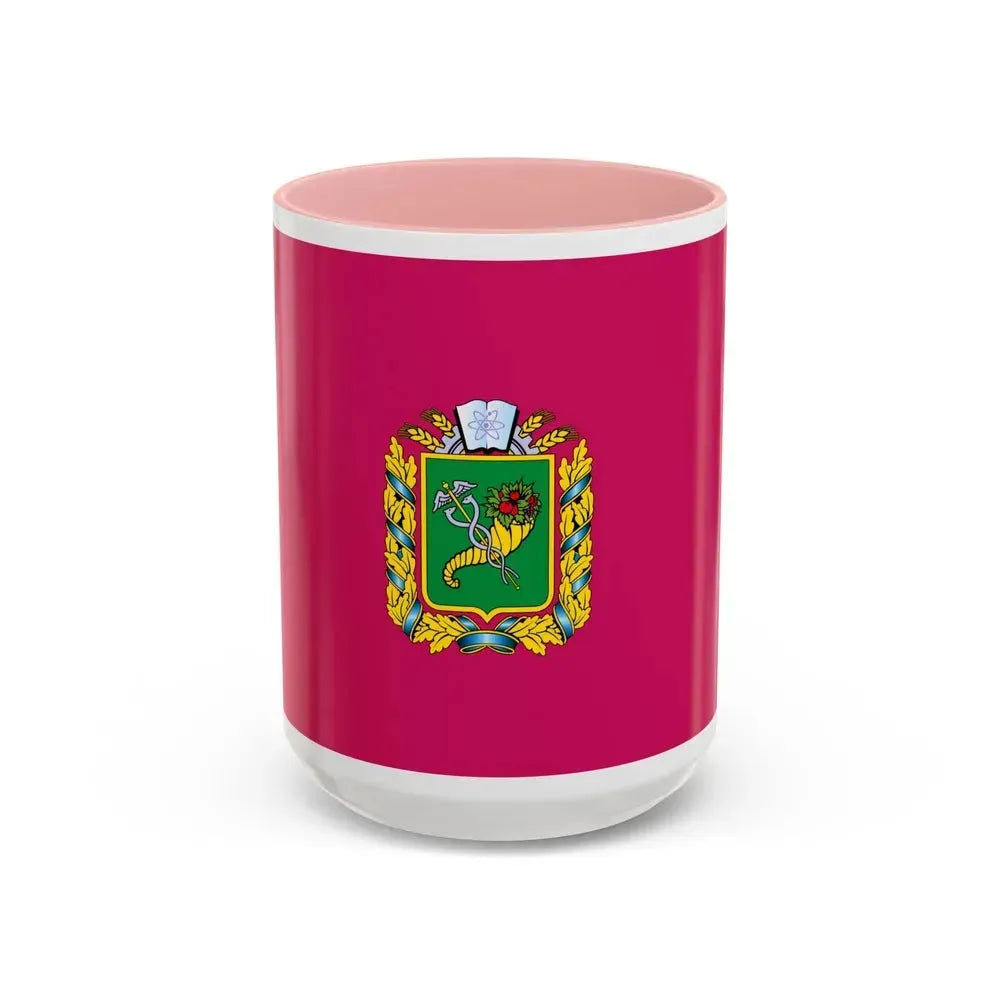 Flag of Kharkiv Oblast Ukraine - Accent Coffee Mug 15oz Pink - Go Mug Yourself