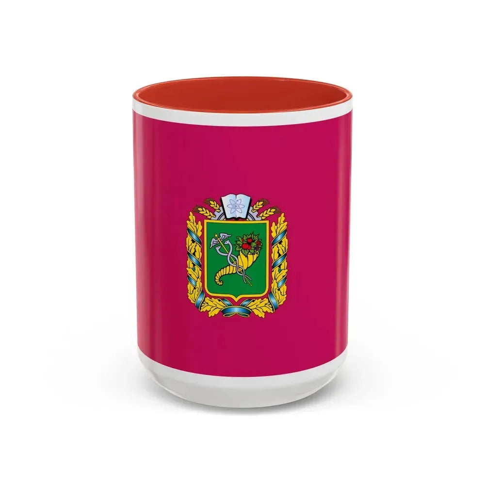 Flag of Kharkiv Oblast Ukraine - Accent Coffee Mug 15oz Red - Go Mug Yourself