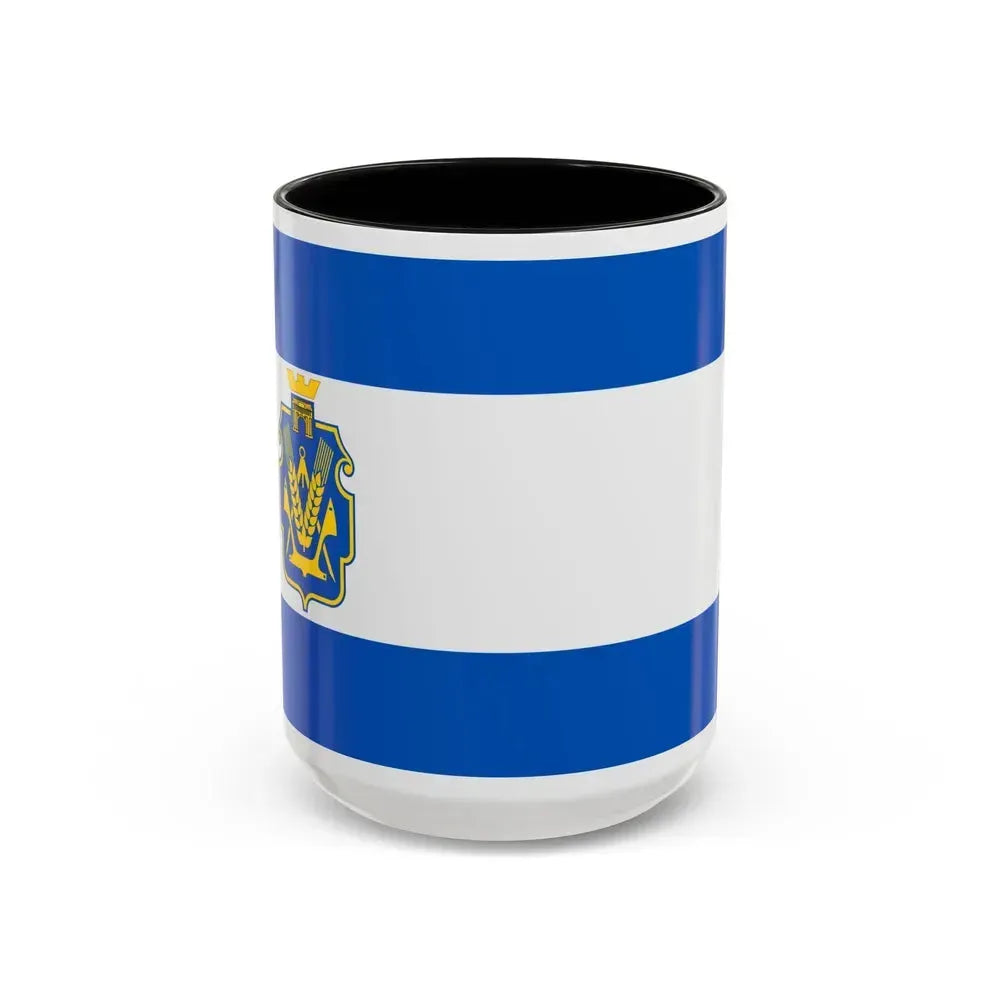 Flag of Kherson Oblast Ukraine - Accent Coffee Mug 15oz Black - Go Mug Yourself