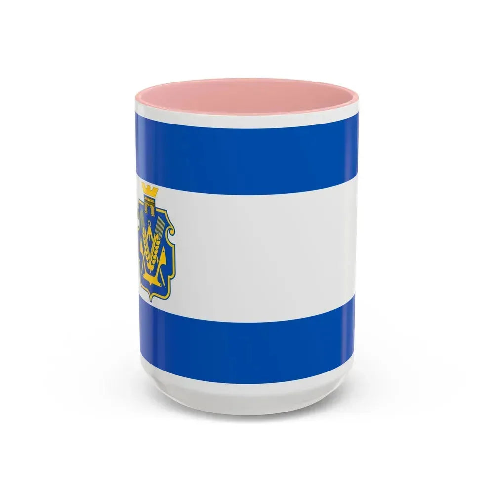 Flag of Kherson Oblast Ukraine - Accent Coffee Mug 15oz Pink - Go Mug Yourself
