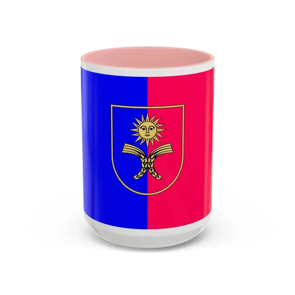 Flag of Khmelnytskyi Oblast Ukraine - Accent Coffee Mug 15oz Pink - Go Mug Yourself