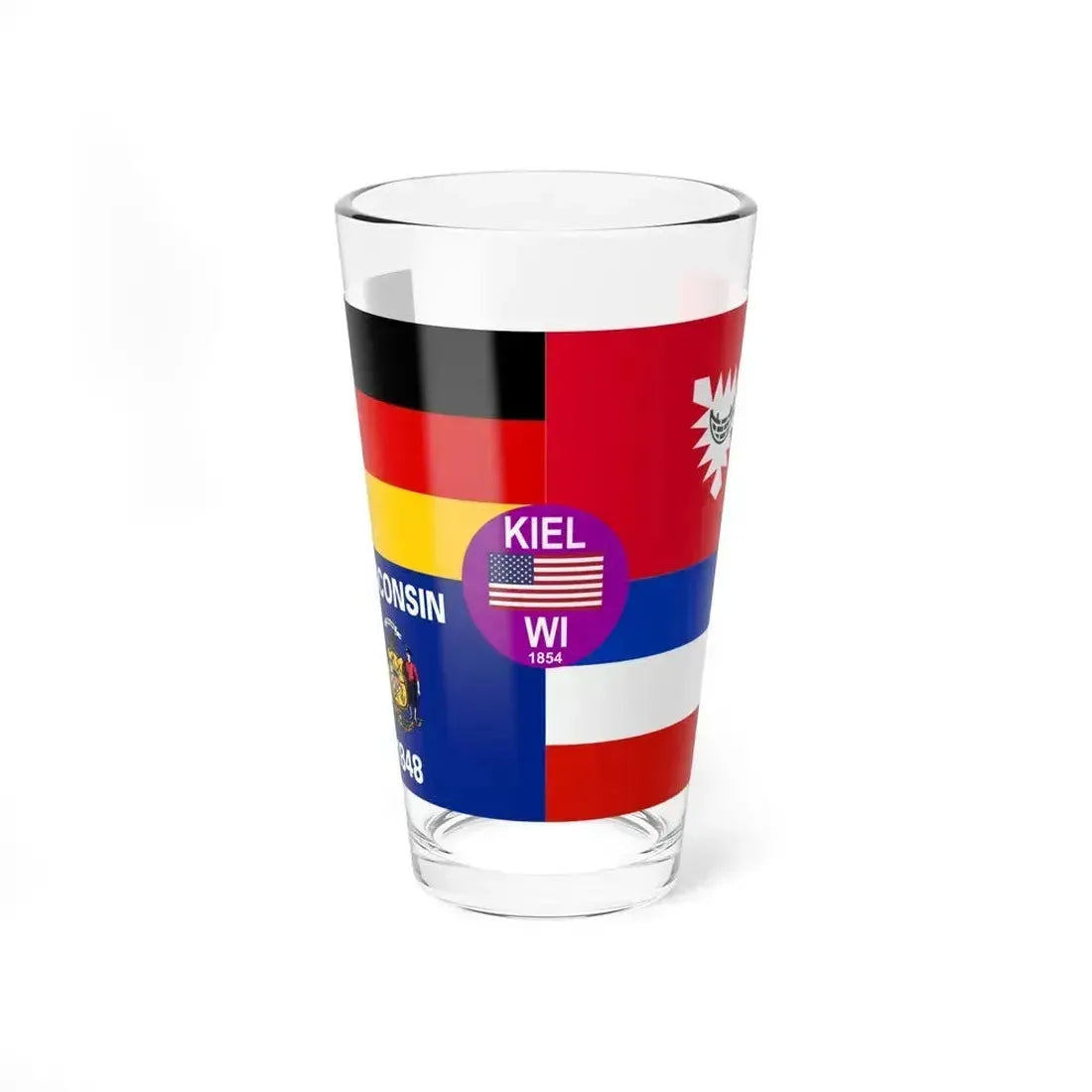 Flag of Kiel, Wisconsin - Pint Glass 16oz 16oz - Go Mug Yourself