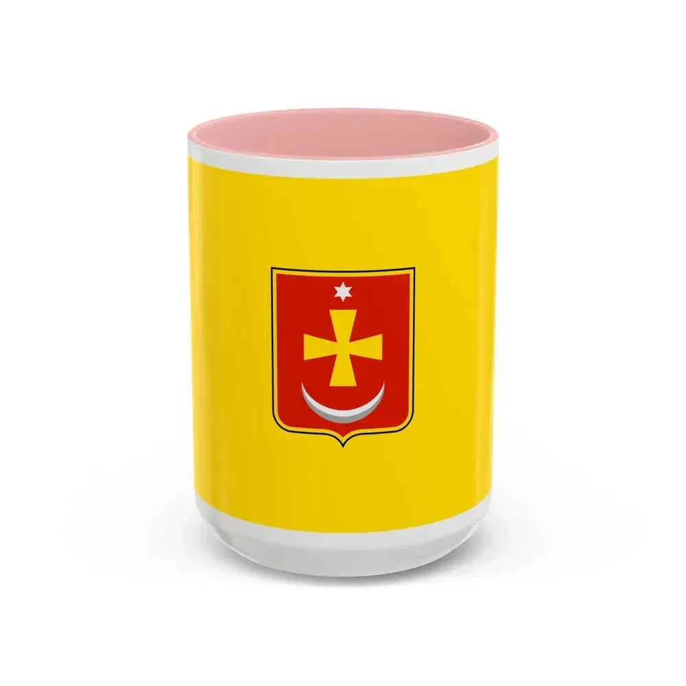 Flag of Konotop Ukraine - Accent Coffee Mug 15oz Pink - Go Mug Yourself
