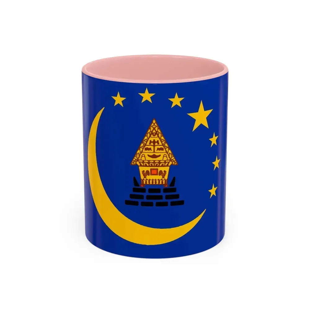 Flag of Koror Palau - Accent Coffee Mug 11oz Pink - Go Mug Yourself