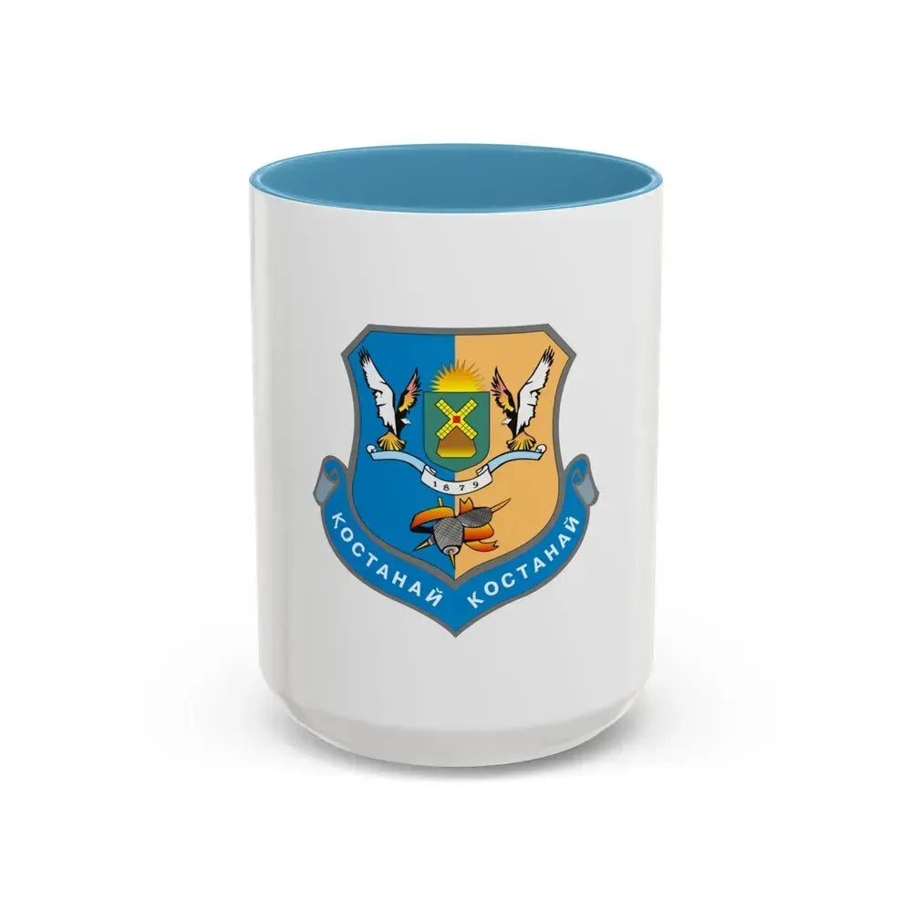 Flag of Kostanay Kazakhstan - Accent Coffee Mug 15oz Light Blue - Go Mug Yourself