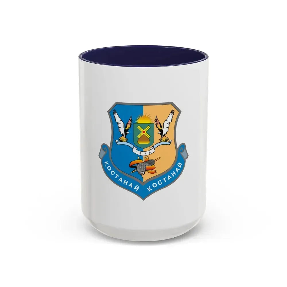 Flag of Kostanay Kazakhstan - Accent Coffee Mug 15oz Navy - Go Mug Yourself