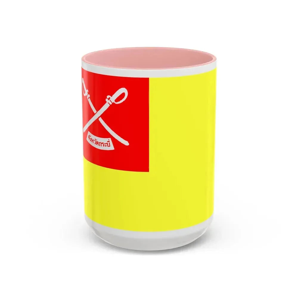 Flag of Krabi Province Thailand - Accent Coffee Mug 15oz Pink - Go Mug Yourself