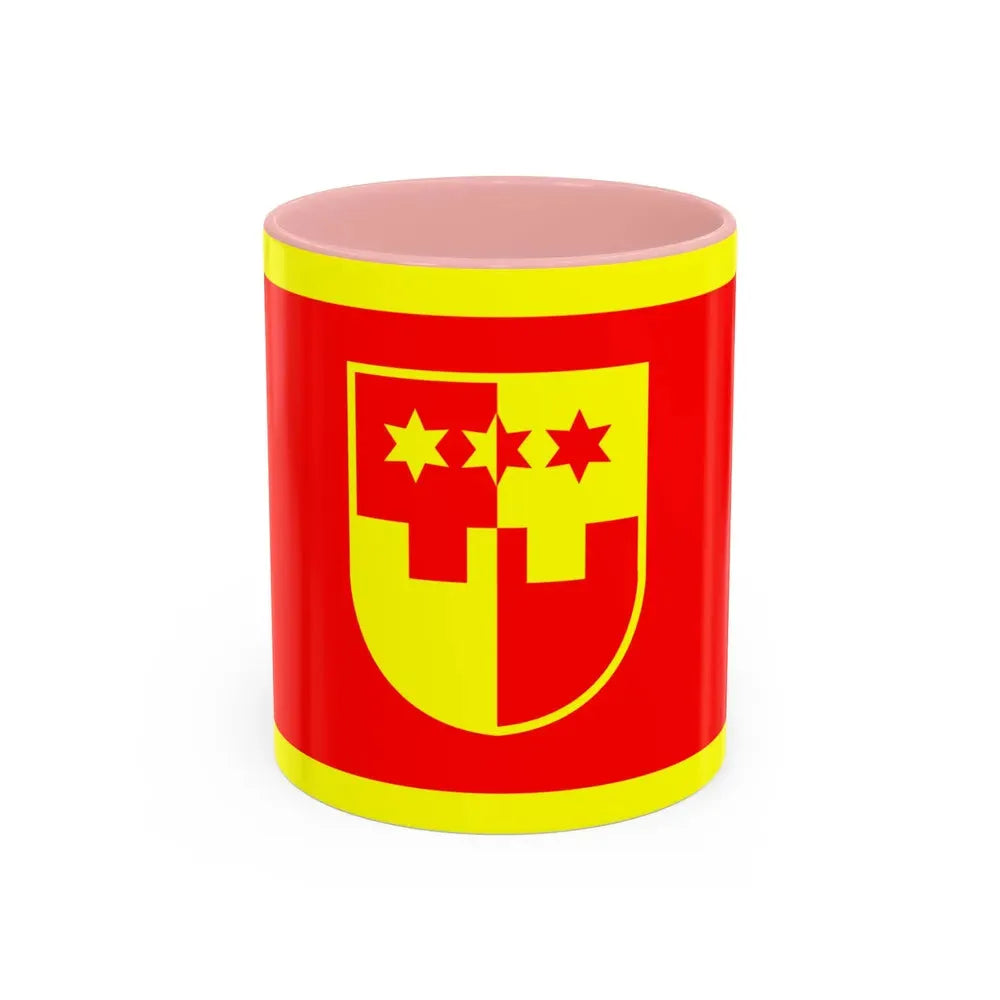 Flag of Krapina Zagorje County Croatia - Accent Coffee Mug 11oz Pink - Go Mug Yourself