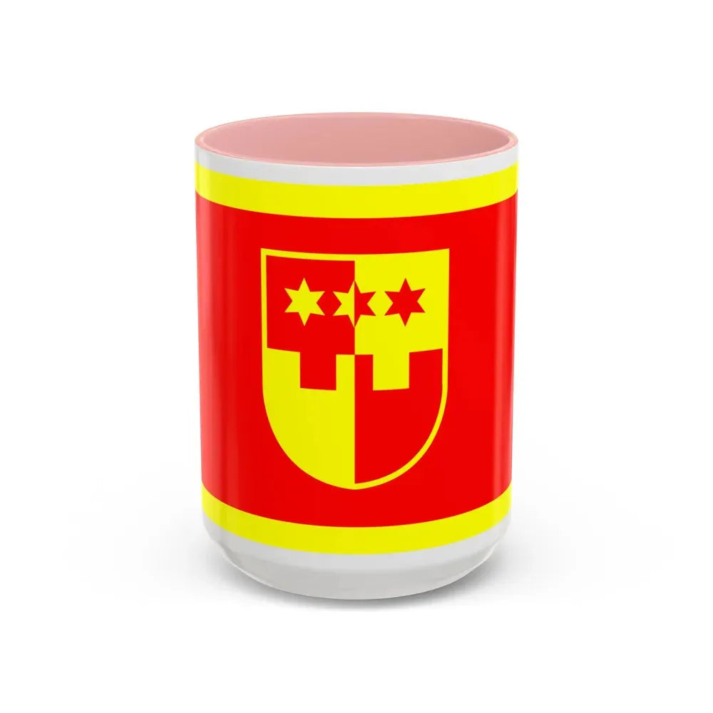 Flag of Krapina Zagorje County Croatia - Accent Coffee Mug 15oz Pink - Go Mug Yourself