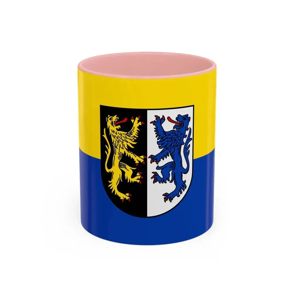 Flag of Kusel Germany - Accent Coffee Mug 11oz Pink - Go Mug Yourself