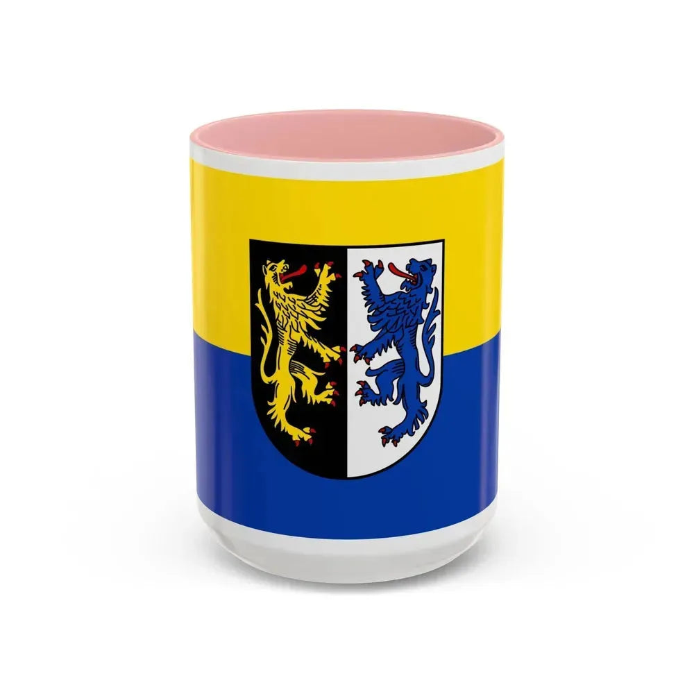 Flag of Kusel Germany - Accent Coffee Mug 15oz Pink - Go Mug Yourself