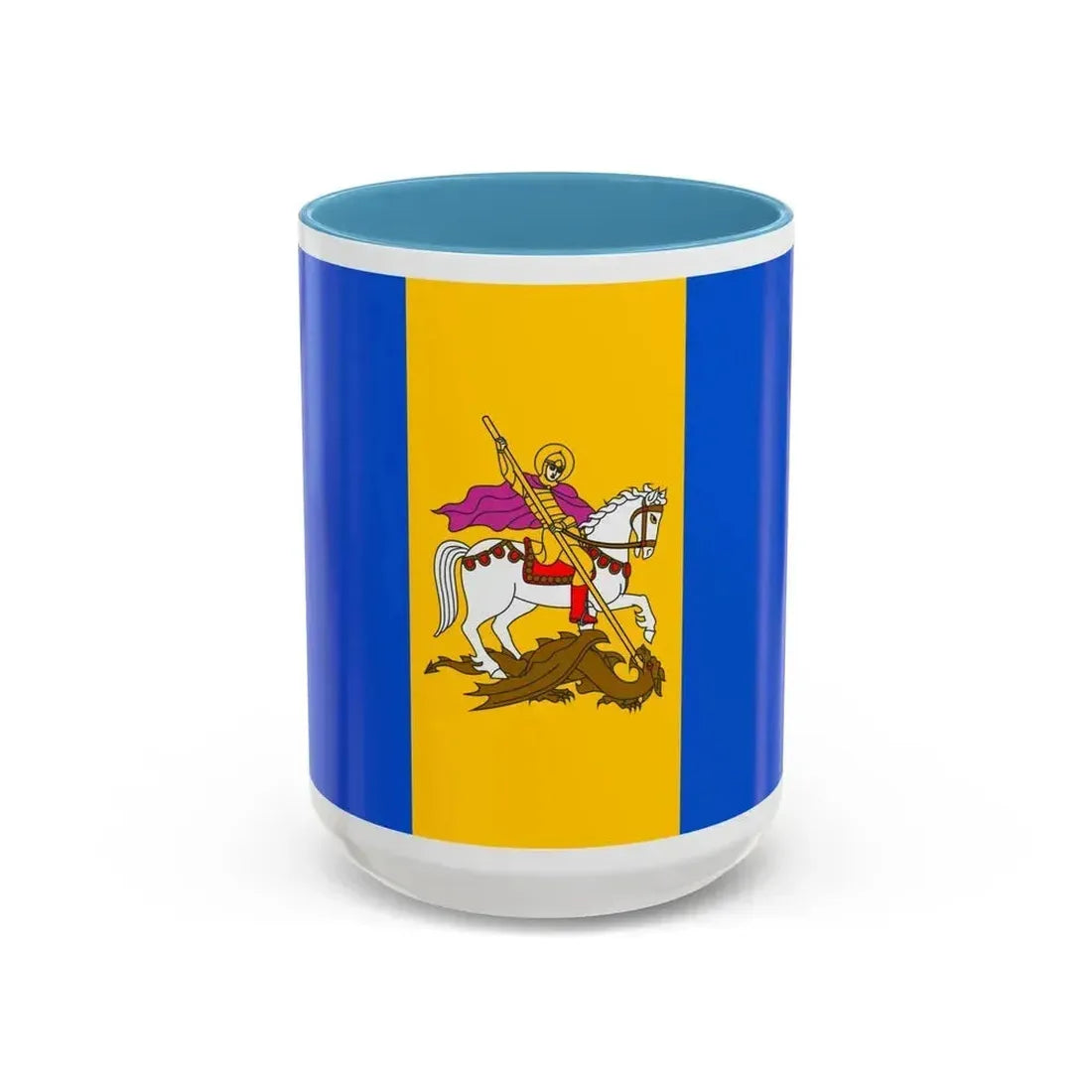 Flag of Kyiv Oblast Ukraine - Accent Coffee Mug 15oz Light Blue - Go Mug Yourself