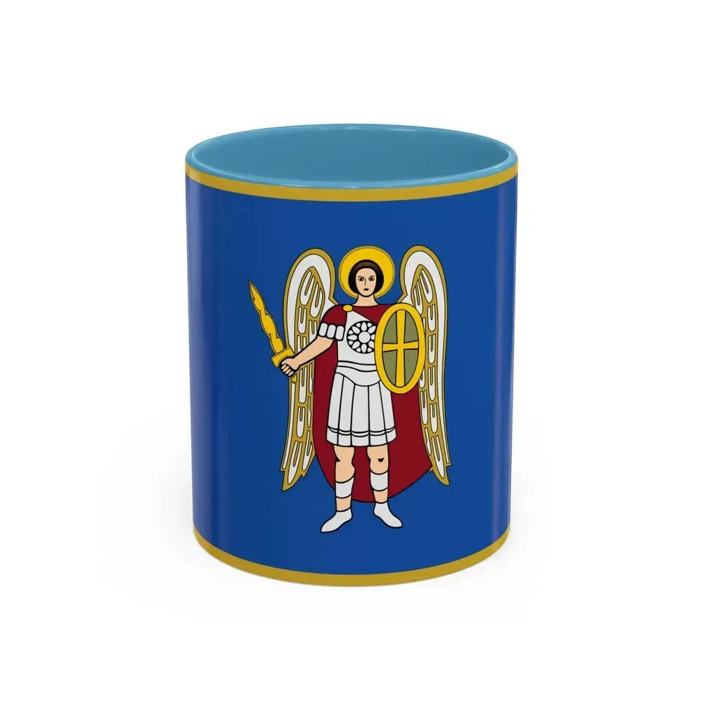 Flag of Kyiv Ukraine - Accent Coffee Mug 11oz Light Blue - Go Mug Yourself