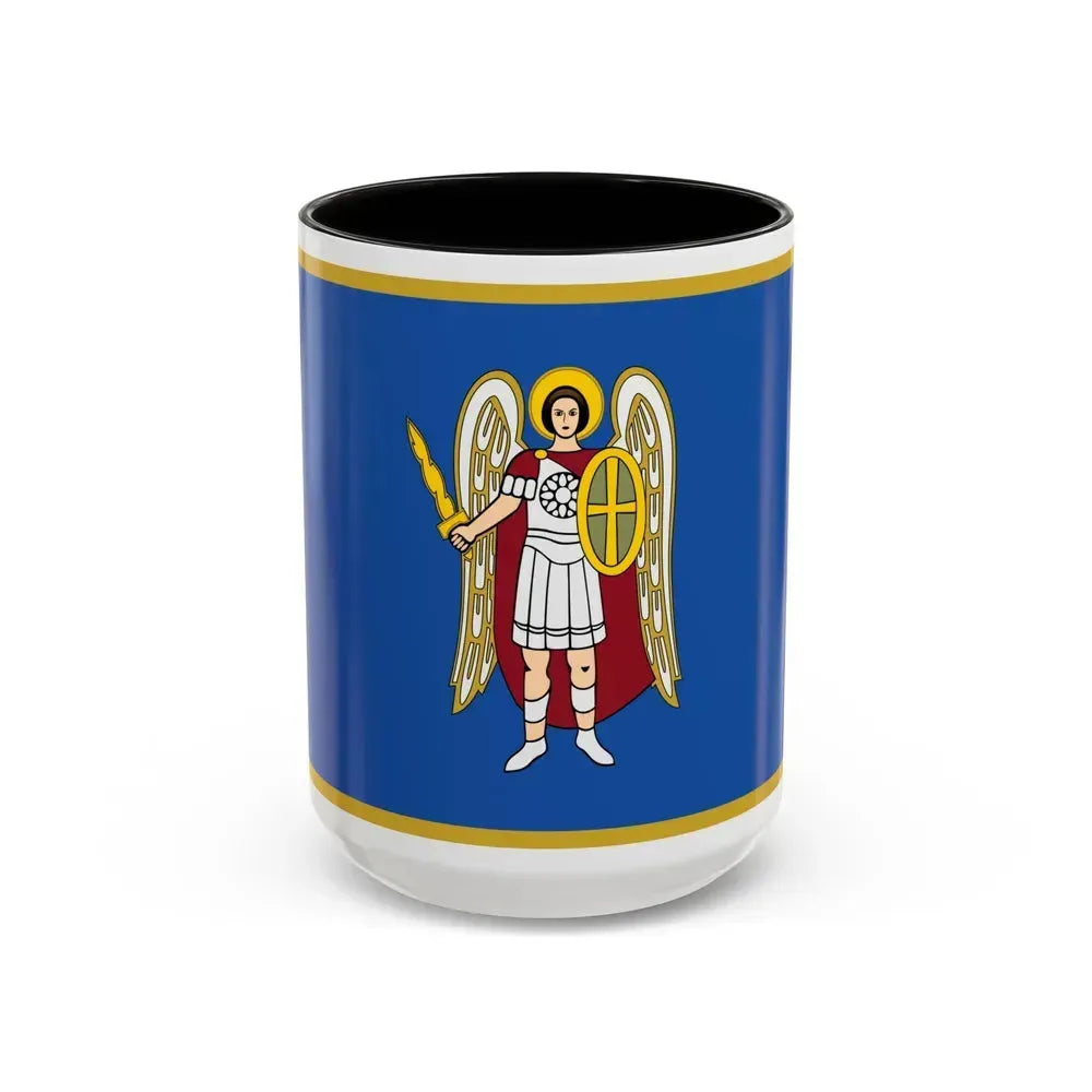Flag of Kyiv Ukraine - Accent Coffee Mug 15oz Black - Go Mug Yourself
