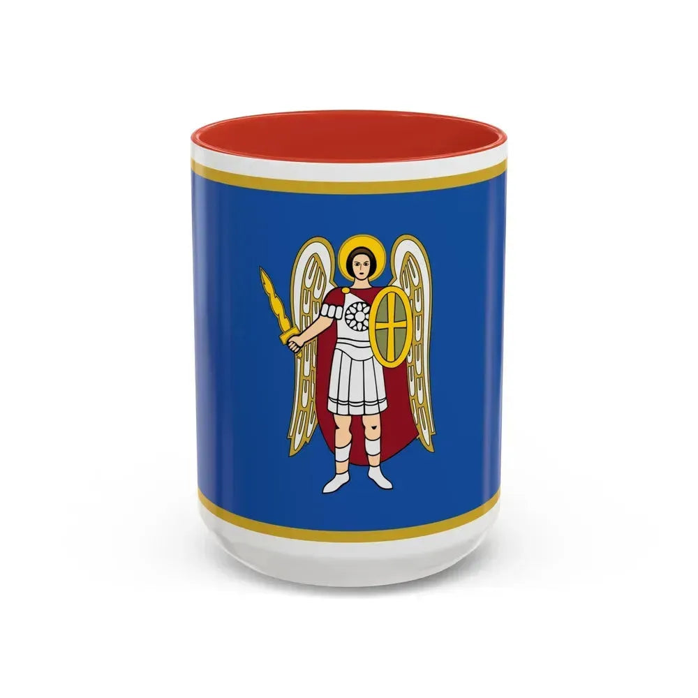 Flag of Kyiv Ukraine - Accent Coffee Mug 15oz Red - Go Mug Yourself