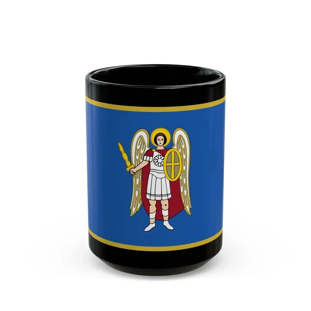 Flag of Kyiv Ukraine - Black Coffee Mug 15oz - Go Mug Yourself