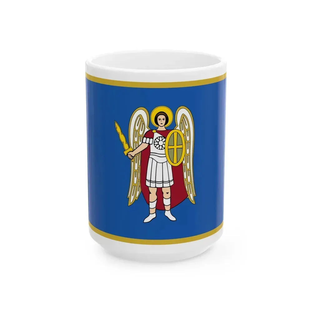 Flag of Kyiv Ukraine - White Coffee Mug 15oz - Go Mug Yourself