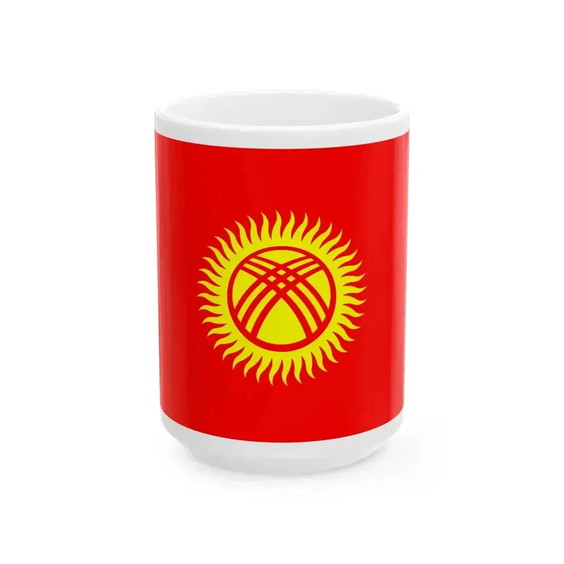 Flag of Kyrgyzstan 1992-2023 (Kyrgyzstan) White Coffee Mug 15oz - Go Mug Yourself