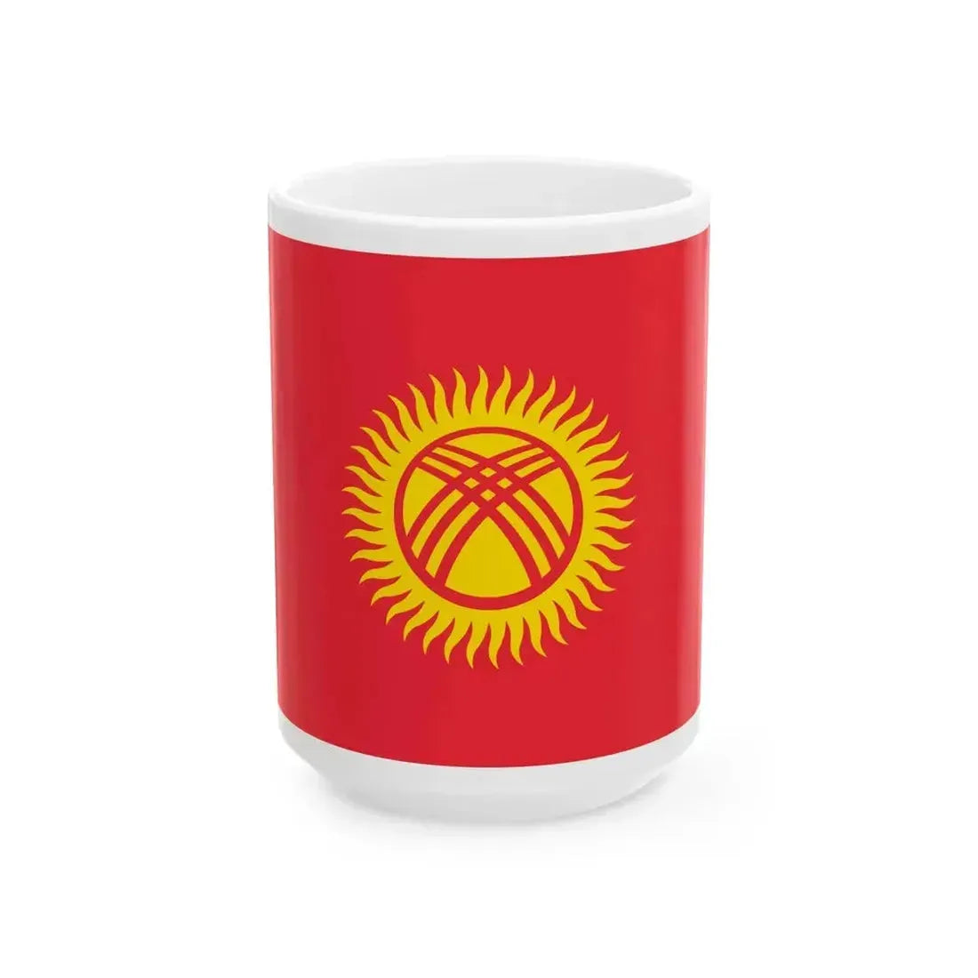 Flag of Kyrgyzstan 1992-2023 Pantone (Kyrgyzstan) White Coffee Mug 15oz - Go Mug Yourself
